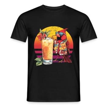 Roter Kardinal Vogel trinkt Pina Colada Hawaii - Männer T-Shirt - Schwarz - Vorne - AI Model Male 178 light (178cm)