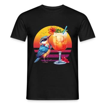 Vintage Hummingbird Trinken Sommer Vibes Retro - Männer T-Shirt - Schwarz - Vorne - AI Model Male 178 light (178cm)