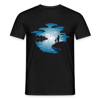 Pêche père fils - T-shirt homme - noir - Devant - AI Model Male 178 light (178cm)