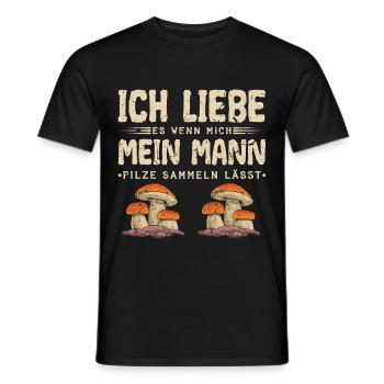 Ich Liebe Pilze Sammeln Pilzsammler Steinpilz - Männer T-Shirt - Schwarz - Vorne - AI Model Male 178 light (178cm)