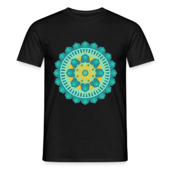 mandala ocean blue yellow - Men's T-Shirt - black - Front - AI Model Male 178 light (178cm)