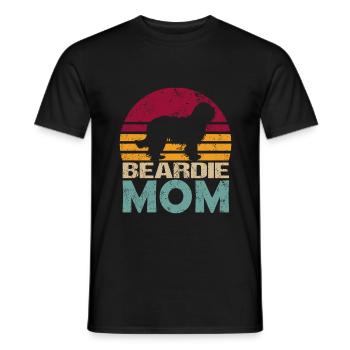 Bearded Collie Beardie Mama Retro for Mum - Men's T-Shirt - black - Front - AI Model Male 178 light (178cm)