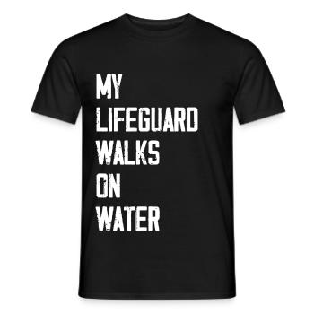 My Lifeguard Walks On Water - Men's T-Shirt - black - Front - AI Model Male 178 light (178cm)