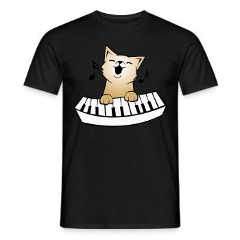 Katze am Klavier, geschenk piano musik katzen - Männer T-Shirt - Schwarz - Vorne - AI Model Male 178 light (178cm)
