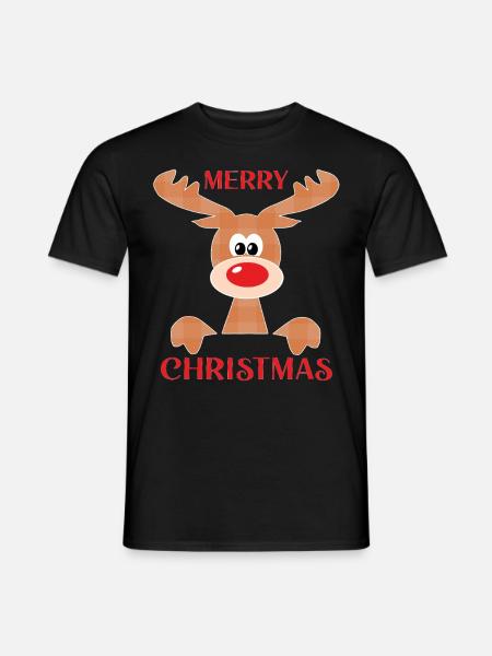 Rentier Weihnachtlich - Männer T-Shirt - Schwarz