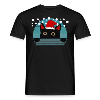 Weihnachts Katze - Männer T-Shirt - Schwarz - Vorne - AI Model Male 178 light (178cm)
