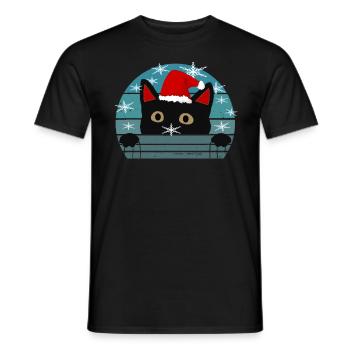 Weihnachts Katze - Männer T-Shirt - Schwarz - Vorne - AI Model Male 178 light (178cm)