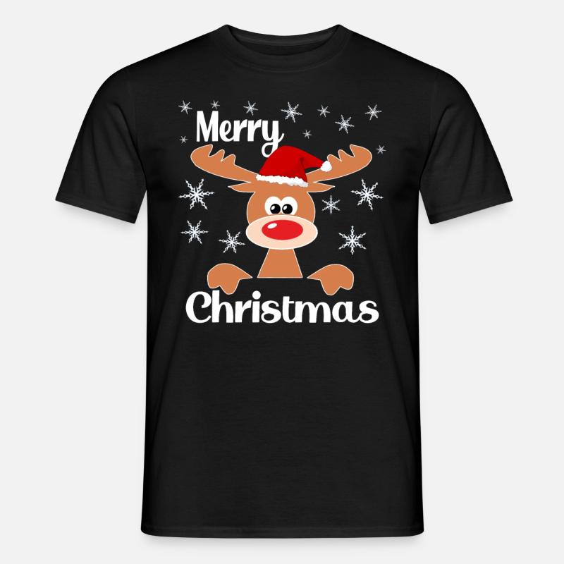 REINDEER RENTIER - Männer T-Shirt - Schwarz