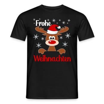 Weihnachts Rentier Frohe Weihnachten - Männer T-Shirt - Schwarz - Vorne - AI Model Male 178 light (178cm)