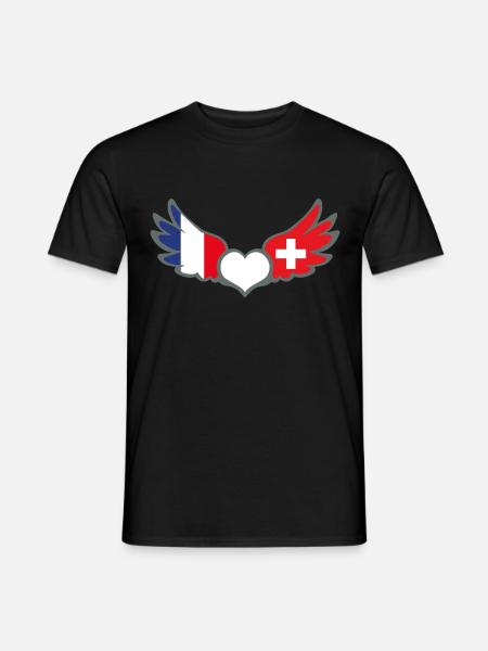 Drapeaux Français et Suisse Flag France et Suisse - T-shirt homme - noir