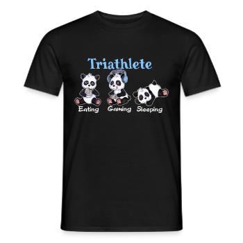Triathlete Eating Gaming Sleeping - Cute Panda - Männer T-Shirt - Schwarz - Vorne - AI Model Male 178 light (178cm)