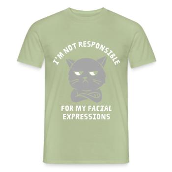 Je ne suis pas responsable de mes expressions faciales - T-shirt homme - vert sauge - Devant - AI Model Male 178 light (178cm)