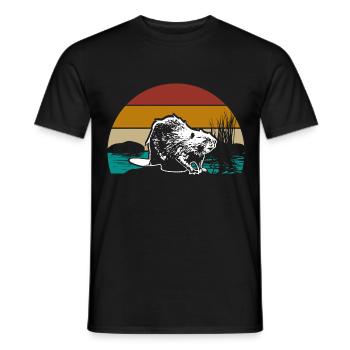 Beaver animal - Men's T-Shirt - black - Front - AI Model Male 178 light (178cm)