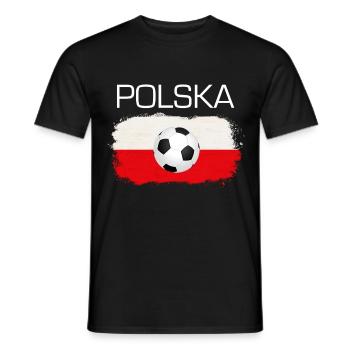 Polska Poland football fan flag gift - Men's T-Shirt - black - Front - AI Model Male 178 light (178cm)
