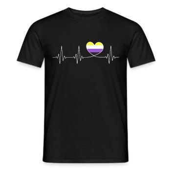 Non Binary Heartbeat Non Binary Pride Month CSD - Men's T-Shirt - black - Front - AI Model Male 178 light (178cm)