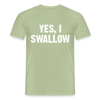 Yes I Swallow - Men's T-Shirt - sage - Front - AI Model Male 178 light (178cm)