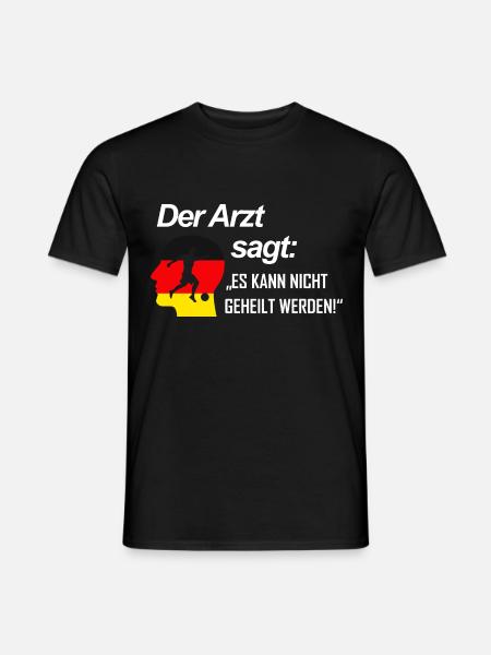 Fussball Süchtig Deutschland Arzt Geschenkidee - Männer T-Shirt - Schwarz