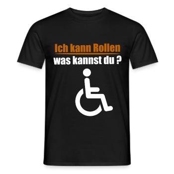 ich kann rollen was kannst du | Rollstuhl - Männer T-Shirt - Schwarz - Vorne - AI Model Male 178 light (178cm)