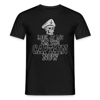 Capitaine avec l'écriture | Cadeau casquette - T-shirt homme - noir - Devant - AI Model Male 178 light (178cm)