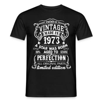 Vintage 1973 - Men's T-Shirt - black - Front - AI Model Male 178 light (178cm)