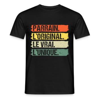Parrain l' original le vrai cadeau vintage rétro - T-shirt homme - noir - Devant - AI Model Male 178 light (178cm)