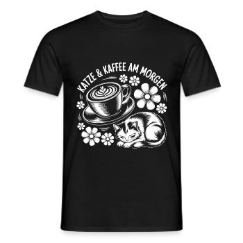 Katze und Kaffee ist alles was ich brauche - Männer T-Shirt - Schwarz - Vorne - AI Model Male 178 light (178cm)