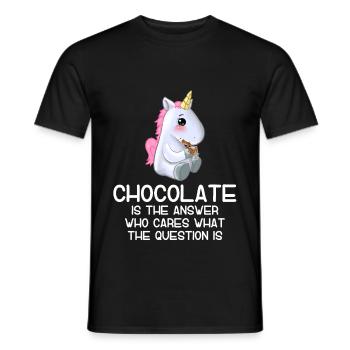 Le chocolat est la solution Idée cadeau Licorne - T-shirt homme - noir - Devant - AI Model Male 178 light (178cm)