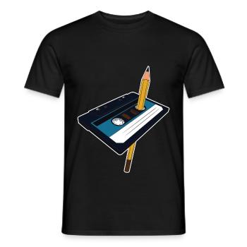 Cassette Pencil Pen Audiocassette Mixtape Gift - Men's T-Shirt - black - Front - AI Model Male 178 light (178cm)