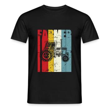 Retro Farmer Gift Farming Vintage Tractor 70s 80s - Men's T-Shirt - black - Front - AI Model Male 178 light (178cm)