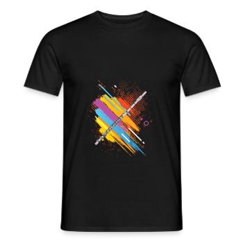 Flutist Transverse Flute Player Flautist Flute Art - Men's T-Shirt - black - Front - AI Model Male 178 light (178cm)