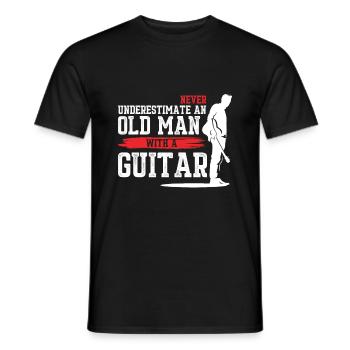 Guitar Player Guitarist Electric Bass Old Man - Men's T-Shirt - black - Front - AI Model Male 178 light (178cm)