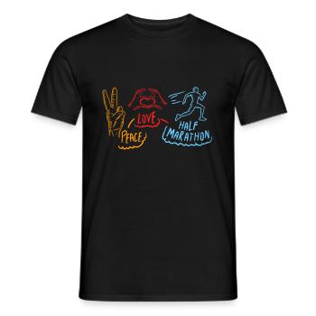 Peace Love Half Marathon Marathoner Gift Idea - Men's T-Shirt - black - Front - AI Model Male 178 light (178cm)
