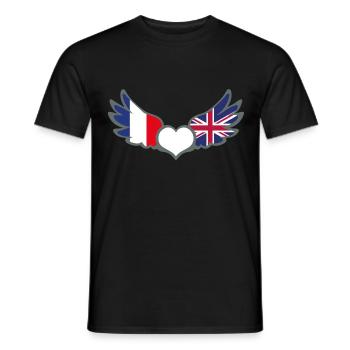 Drapeaux Français et anglais France Royaume Uni II - T-shirt homme - noir - Devant - AI Model Male 178 light (178cm)