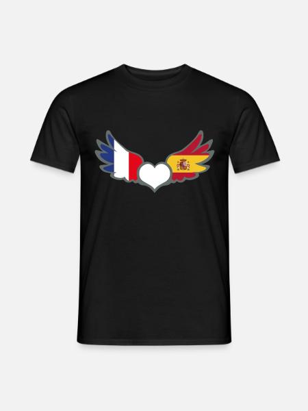 Drapeaux Français et Espagnol France Espagne - T-shirt homme - noir
