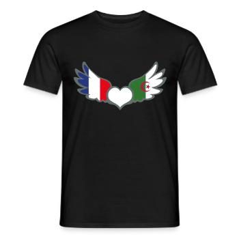 Drapeaux Français et Algérien France Algérie II - T-shirt homme - noir - Devant - AI Model Male 178 light (178cm)