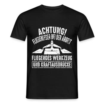 Achtung Fliesenleger Bei Der Arbeit - Männer T-Shirt - Schwarz - Vorne - AI Model Male 178 light (178cm)