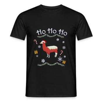 Lama Christmas - Men's T-Shirt - black - Front - AI Model Male 178 light (178cm)