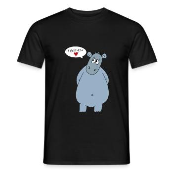 Freunde Hippo Flusspferd Nilpferd Geschenk Herz - Männer T-Shirt - Schwarz - Vorne - AI Model Male 178 light (178cm)