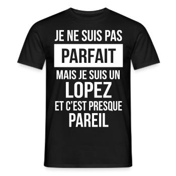 Nom de Famille - LOPEZ - T-shirt homme - noir - Devant - AI Model Male 178 light (178cm)