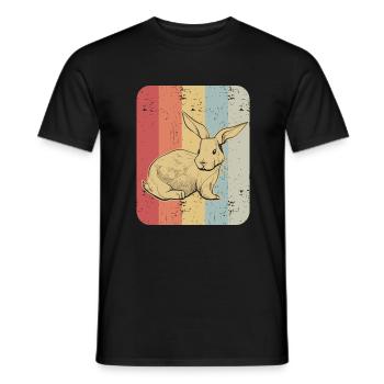 Hase Kaninchen Retro Vintage Geschenk - Männer T-Shirt - Schwarz - Vorne - AI Model Male 178 light (178cm)