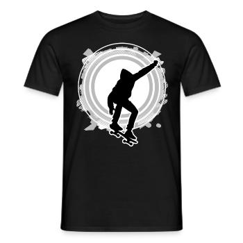 Skateboarder springt Kreis Raster grau weiß - Männer T-Shirt - Schwarz - Vorne - AI Model Male 178 light (178cm)