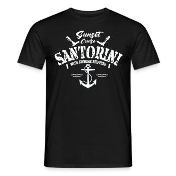 sunset cruise santorini with awsome skippers - Men's T-Shirt - black - Front - AI Model Male 178 light (178cm)