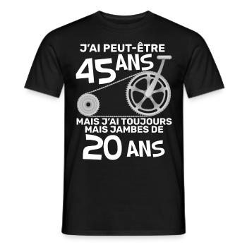 Anniversaire 45 ans humour drôle homme cycliste - T-shirt homme - noir - Devant - AI Model Male 178 light (178cm)