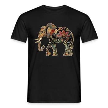 Elefant Floral Blumen - Männer T-Shirt - Schwarz - Vorne - AI Model Male 178 light (178cm)