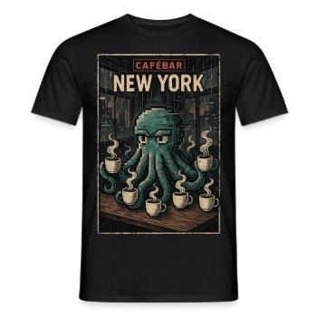 20250412 2019 8 Bit Kraken im Caf - T-shirt homme - noir - Devant - AI Model Male 178 light (178cm)