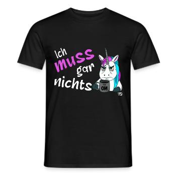 Ich muss gar nichts, lustiges grimmiges Einhorn - Männer T-Shirt - Schwarz - Vorne - AI Model Male 178 light (178cm)