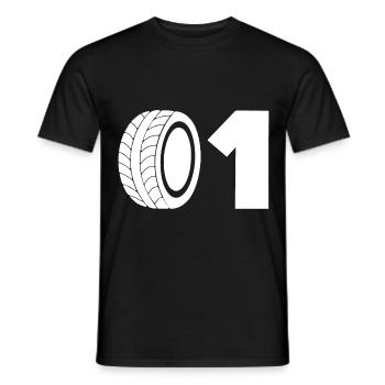 Motorsport tyre number 01 - Men's T-Shirt - black - Front - AI Model Male 178 light (178cm)