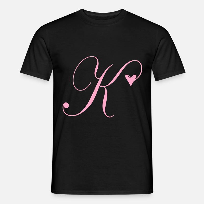 Monogramm K Herz Ranke - Männer T-Shirt - Schwarz