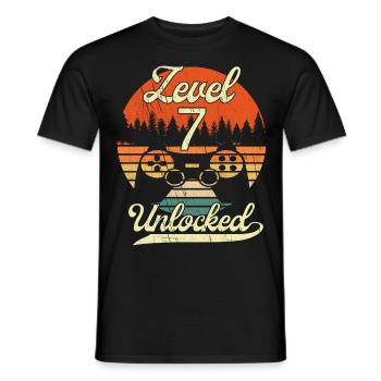 Level 7 Unlocked Männer Jungs Gamer 7 Geburtstag - Männer T-Shirt - Schwarz - Vorne - AI Model Male 178 light (178cm)