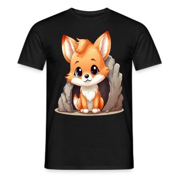 Niedlicher Kawaii-Fuchs zum Liebhaber von Anime und Manga - Männer T-Shirt - Schwarz - Vorne - AI Model Male 178 light (178cm)